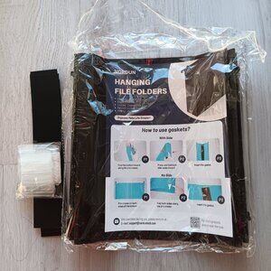 Nordun Hanging File Folders Expandable Pack of 12 Black with Tabs Sturdy Plastic